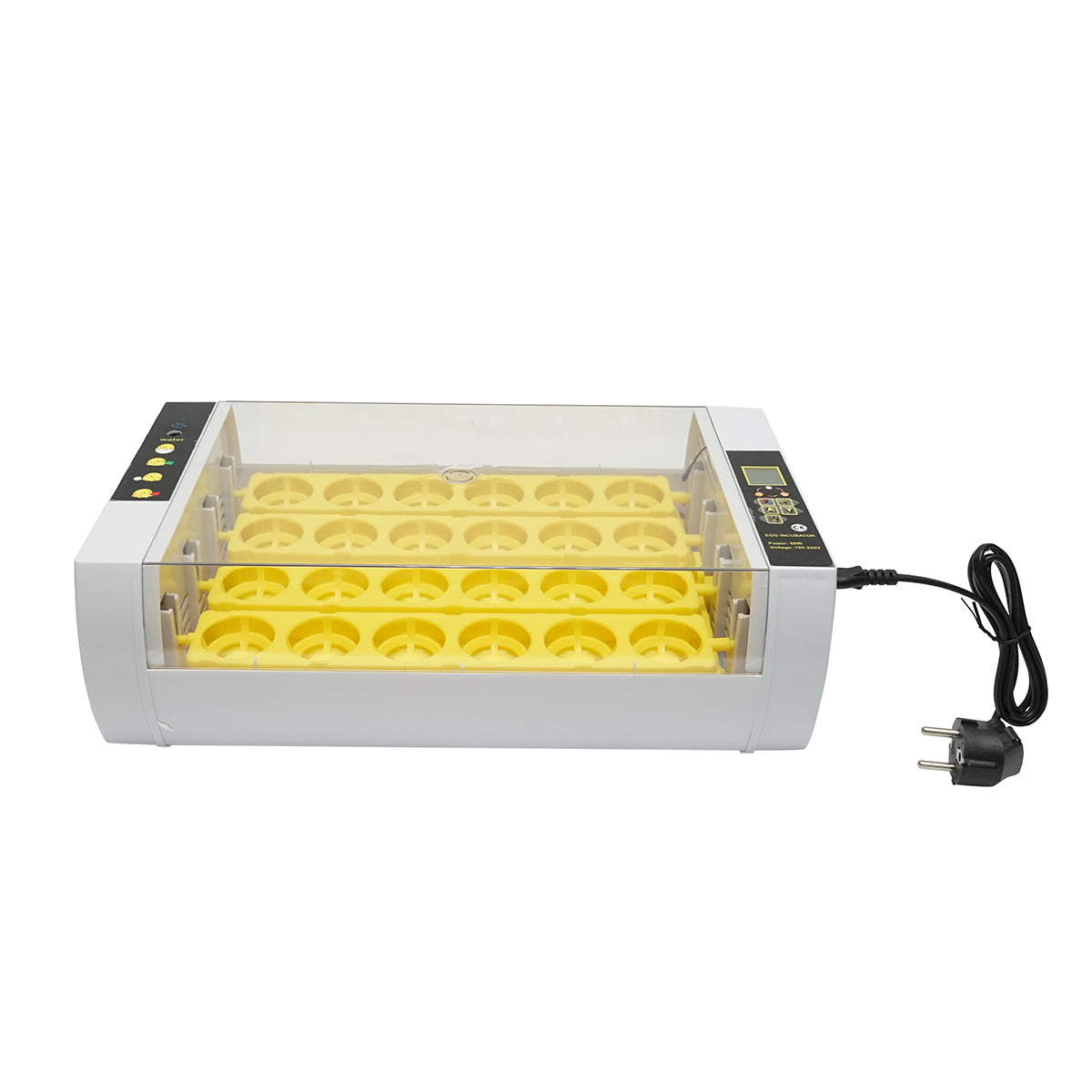 Automatic incubator 24 eggs 60W, 220V, automatic rotation, temperature control, humidity, electronic display, LED illuminated tray